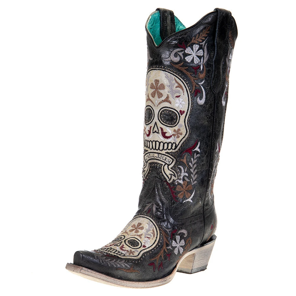 Women's Corral Grey Sugar Skull Western Boot 1 Women's Corral Grey Sugar Skull Western Boot