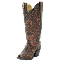 Corral Women`s Corral Brown Full Overlay With Studs Boot