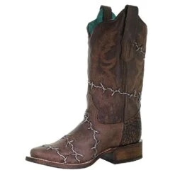 Corral Womens Corral Brown Barbed Wire Rodeo Sq Toe Boot