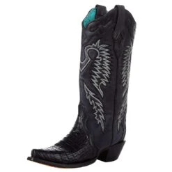 CorralCowboyGear 32 Corral Women`s Black Caiman 13in. Black Top Boot