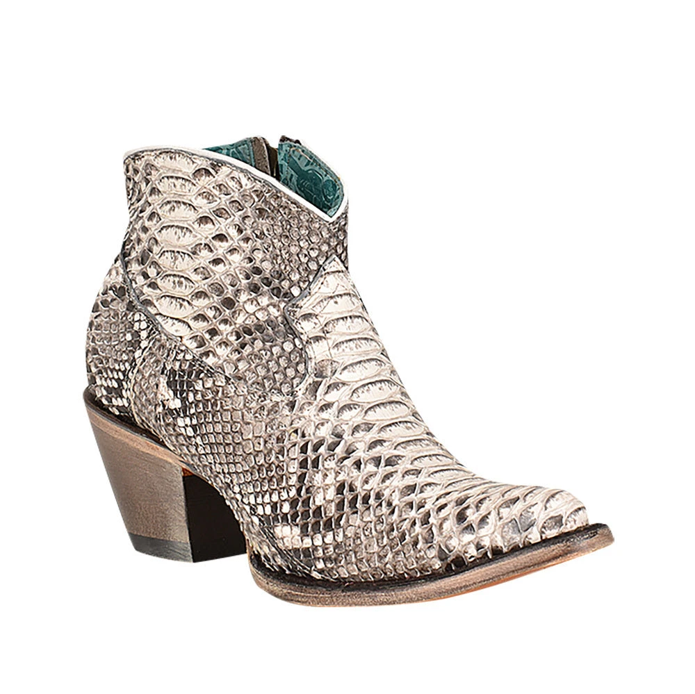 Corral Womens Natural Python Side Zipper Snip Toe Bootie 1 Corral Womens Natural Python Side Zipper Snip Toe Bootie