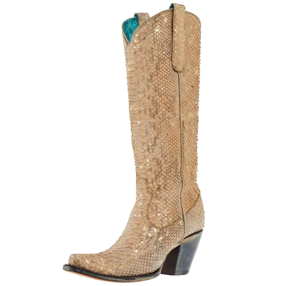Corral Women`s Nude Full Python 13 In Cowgirl Boot 1 Corral Women`s Nude Full Python 13 In Cowgirl Boot