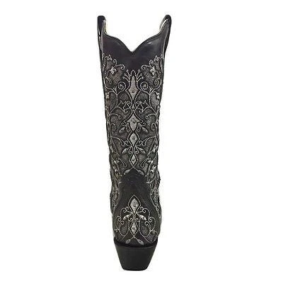 Corral Boots Corral Ladies Black & Grey Inlay Embroidery & Studs Boots A3320 4 Corral Boots Corral Ladies Black & Grey Inlay Embroidery & Studs Boots A3320 - Image 4
