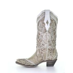 Corral Boots Corral Ladies White Overlay With Studs & Crystals Leather Boots A3837 -CorralCowboyGear 57 2b206ca5 5184 428f b29a 026889db6278