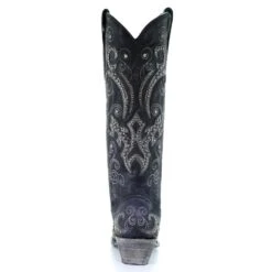 Corral Boots Corral Ladies Black Overlay Emroidery Stud & Crystals Tall Boots A3637 -CorralCowboyGear 57 87b1a803 dab5 44b9 8d52 e472f236ffd9