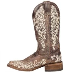 Corral Women's Brown Crater Bone Embroidery Cowgirl Boots -CorralCowboyGear A2663 3