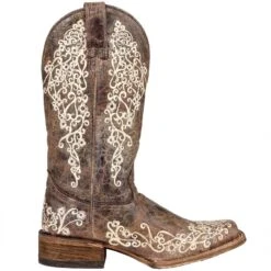 Corral Women's Brown Crater Bone Embroidery Cowgirl Boots -CorralCowboyGear A2663 5