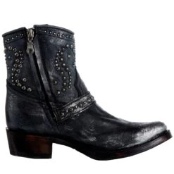 Corral Women's Black Harness Studs Ankle Boot Round Toe -CorralCowboyGear A3611 05