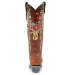 Corral Boots Corral Ladies Juliet Tan Deer Skull Floral Embroidery Boots A3620 -CorralCowboyGear A3620 4