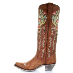 Corral Boots Corral Ladies Juliet Tan Deer Skull Floral Embroidery Boots A3620 -CorralCowboyGear A3620 5