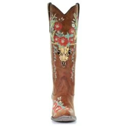 Corral Boots Corral Ladies Juliet Tan Deer Skull Floral Embroidery Boots A3620 -CorralCowboyGear A3620 6