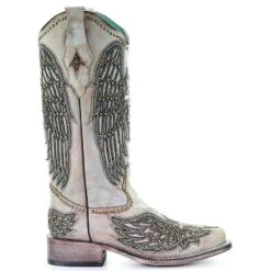 Corral Boots Corral Ladies Turquoise Cross & Wings Overlay & Studs Boots A3743 -CorralCowboyGear A3743 2