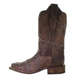 Corral Womens Corral Brown Barbed Wire Rodeo Sq Toe Boot -CorralCowboyGear A3815 3