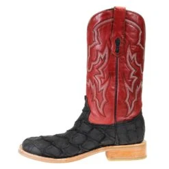 Corral Men's Corral Rodeo Performance Black Matte Fish 12in.Red Top Square Toe Boots -CorralCowboyGear A4049 2