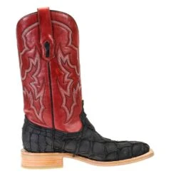 Corral Men's Corral Rodeo Performance Black Matte Fish 12in.Red Top Square Toe Boots -CorralCowboyGear A4049 4