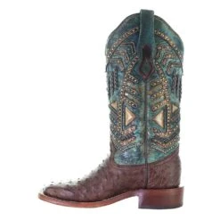 Corral Women`s Brown/Turq FQ Ostrich 13 Turq Top -CorralCowboyGear A4059 3
