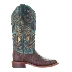 Corral Women`s Brown/Turq FQ Ostrich 13 Turq Top -CorralCowboyGear A4059 5