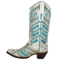 Corral Women`s Corral White/Turquoise Embroidered Boot -CorralCowboyGear A4075 3