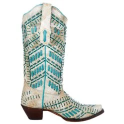 Corral Women`s Corral White/Turquoise Embroidered Boot -CorralCowboyGear A4075 5