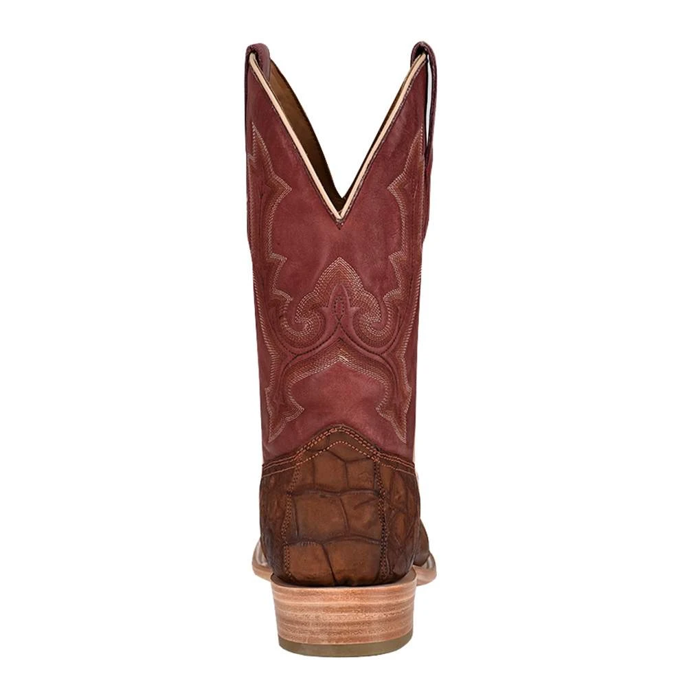 Corral Men's Cognac Sanded Alligator 12in. Red Embroidered Top Square Toe Boot 3 Corral Men's Cognac Sanded Alligator 12in. Red Embroidered Top Square Toe Boot - Image 3