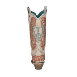 Corral Boots Corral Ladies Studded Bone Heart & Wings Overlay Western Boots A4236 -CorralCowboyGear A42363