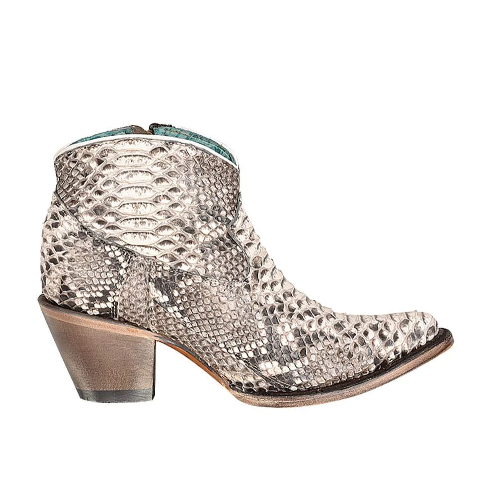 Corral Womens Natural Python Side Zipper Snip Toe Bootie 4 Corral Womens Natural Python Side Zipper Snip Toe Bootie - Image 4