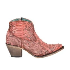Corral Womens Coral Python Side Zip Snip Toe Bootie -CorralCowboyGear A4322 4