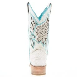 Corral Women's White Inlay Turquoise Embroidery 12 In Top Square Toe Boot -CorralCowboyGear A4334 04
