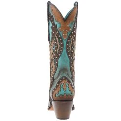 Corral Women's Tan Embroidery-Turquoise Overlay 13 In Top Snip Toe Boot -CorralCowboyGear C3943 04