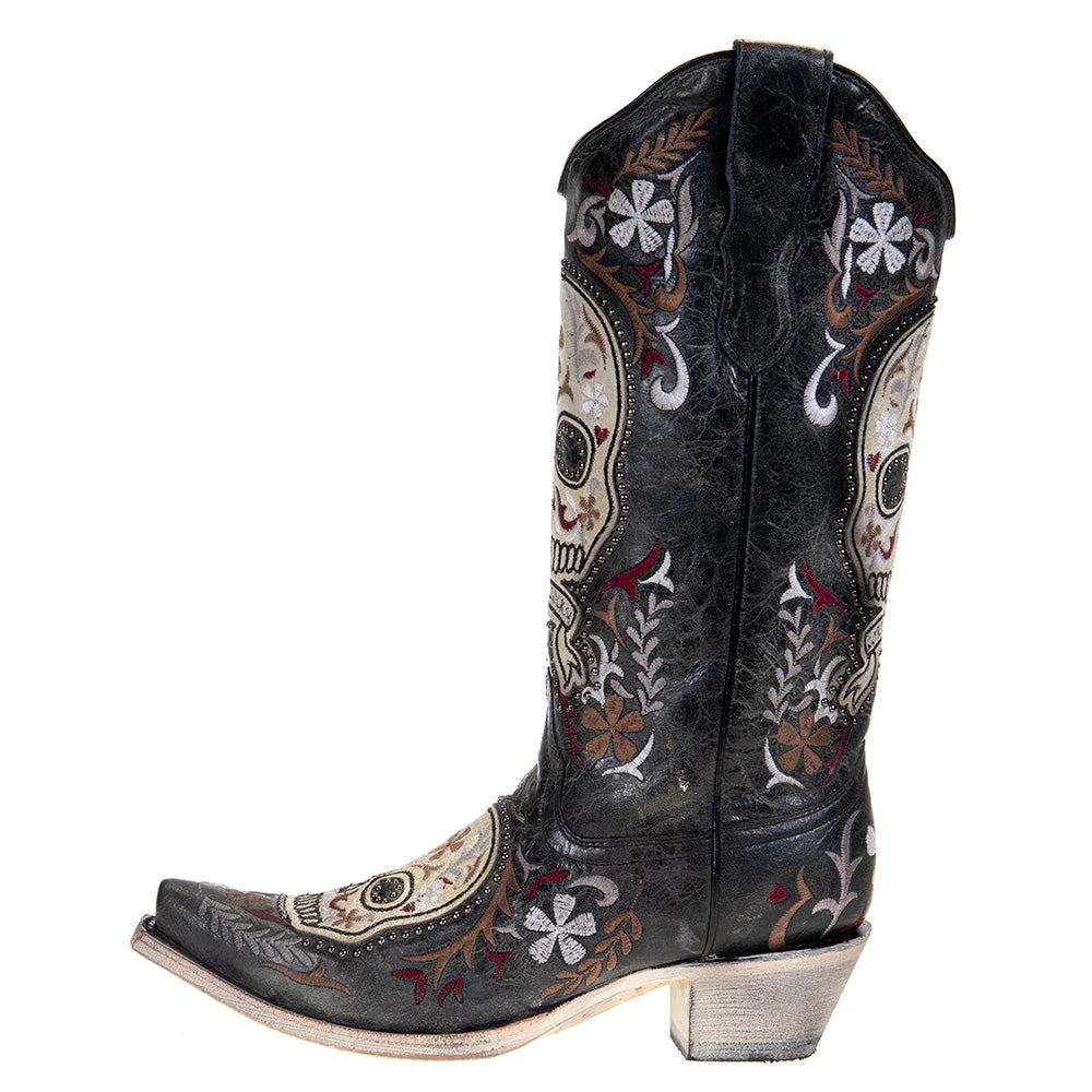 Women's Corral Grey Sugar Skull Western Boot 3 Women's Corral Grey Sugar Skull Western Boot - Image 3