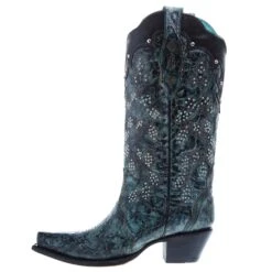 Corral Women's Green-Black Overlay Embroidery 13 In Top Snip Toe Boot 7 Corral Women's Green-Black Overlay Embroidery 13 In Top Snip Toe Boot -CorralCowboyGear L5089 03