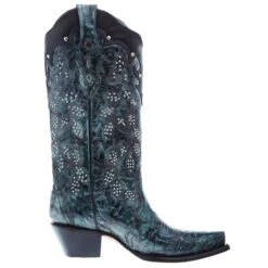 Corral Women's Green-Black Overlay Embroidery 13 In Top Snip Toe Boot 9 Corral Women's Green-Black Overlay Embroidery 13 In Top Snip Toe Boot -CorralCowboyGear L5089 05