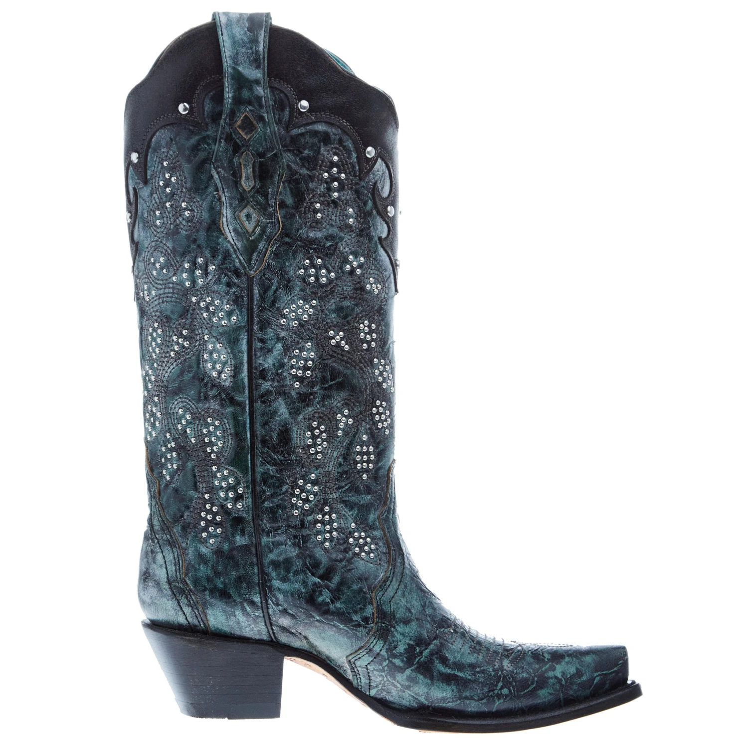 Corral Women's Green-Black Overlay Embroidery 13 In Top Snip Toe Boot 5 Corral Women's Green-Black Overlay Embroidery 13 In Top Snip Toe Boot - Image 5