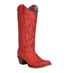 Corral Boots Corral Ladies Matching Stitch Pattern Snip Toe Red Leather Boots Z5073
