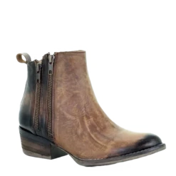 Circle G By Corral Ladies Burnished Brown Double Zipper Bootie Q0025