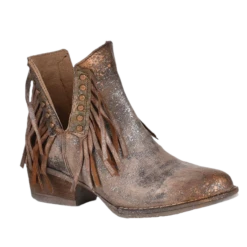 Circle G By Corral Ladies Brown Studs & Fringe Booties Q5090