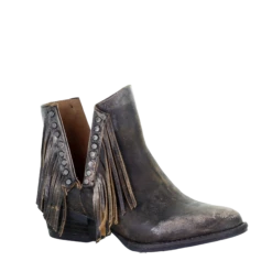 Circle G By Corral Ladies Black Studs & Fringe Booties Q5089