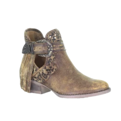 Circle G By Corral Ladies Brown Fringe & Harness Shortie Boot Q0171