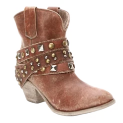Circle G By Corral Ladies Studded Strap Ankle Cowgirl Boots P5042