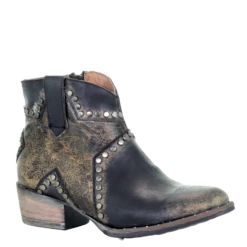 Circle G By Corral Ladies Black Star Inlay & Studs Ankle Boots Q5070
