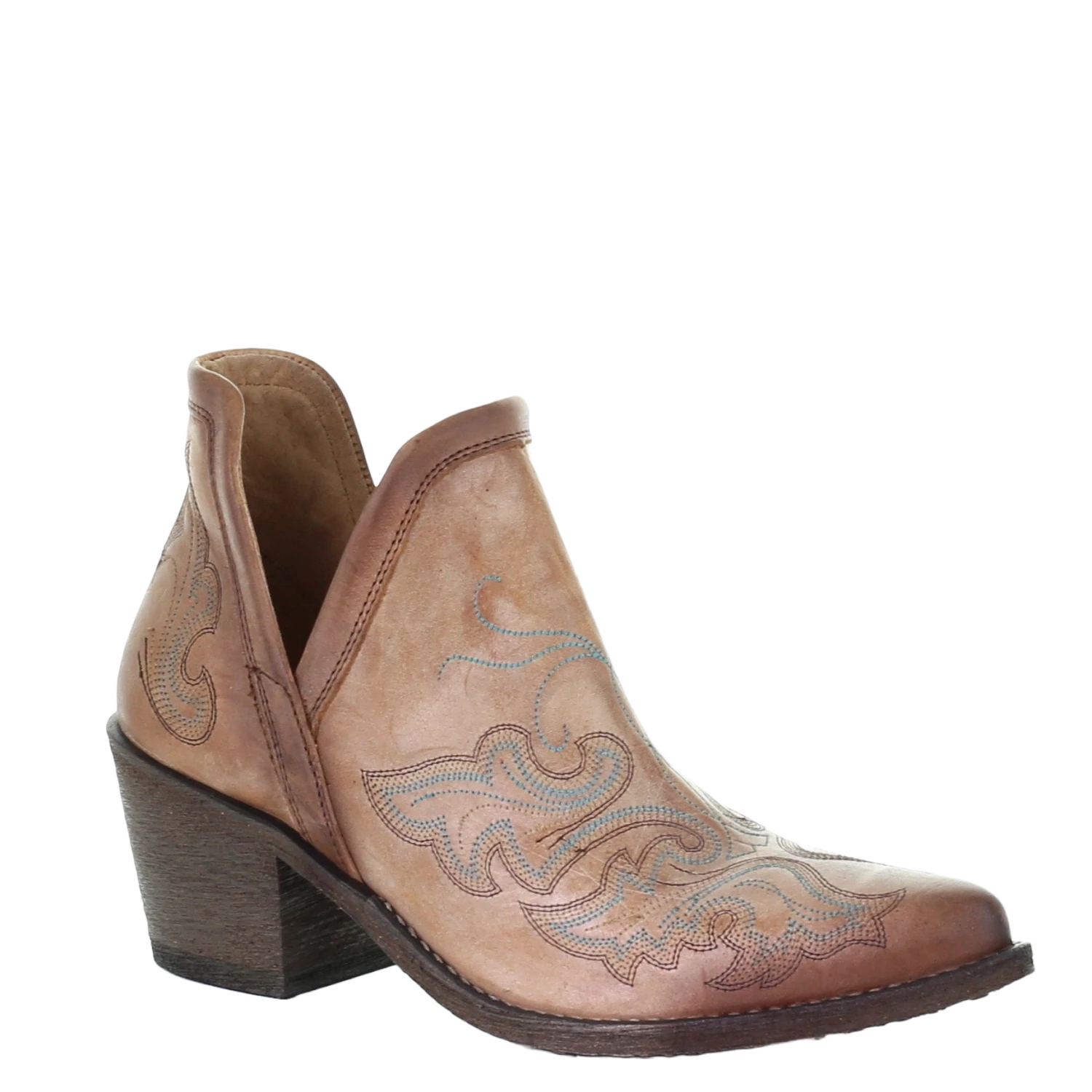 Circle G By Corral Ladies Cognac Embroidery Booties Q0143 1 Circle G By Corral Ladies Cognac Embroidery Booties Q0143