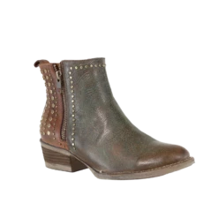 Circle G By Corral Ladies Green & Brown Stud Shortie Boots Q5011