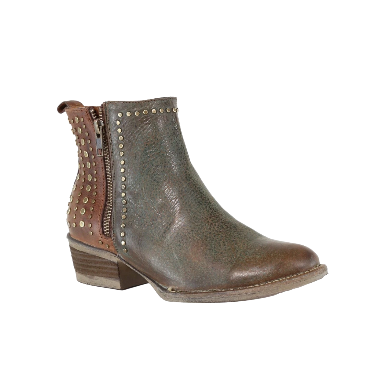 Circle G By Corral Ladies Green & Brown Stud Shortie Boots Q5011 1 Circle G By Corral Ladies Green & Brown Stud Shortie Boots Q5011
