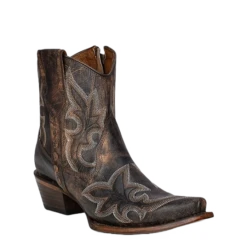 Circle G By Corral Ladies Black & Brown Western Zipper Booties L5917