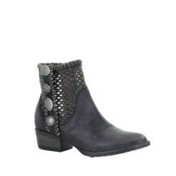 Circle G By Corral Ladies Cutout & Studded Black Ankle Boots Q0117