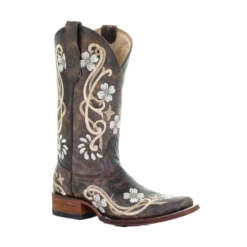 Circle G By Corral Ladies Shedron/Beige Floral Embroidered Boots L5270