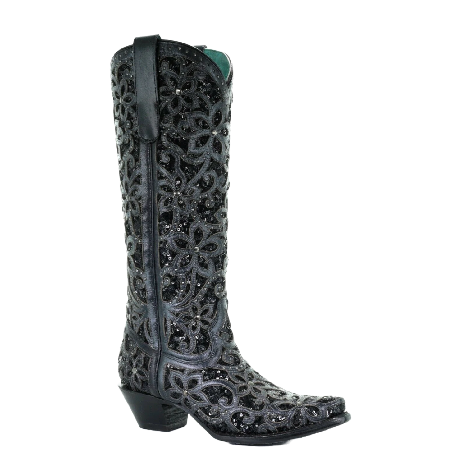 Corral Boots Corral Ladies Black Full Inlay & Studs Tall Top Boots A3589 1 Corral Boots Corral Ladies Black Full Inlay & Studs Tall Top Boots A3589