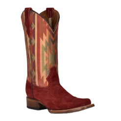 Circle G By Corral Ladies Aztec Embroidery Square Toe Wine Boots L5725