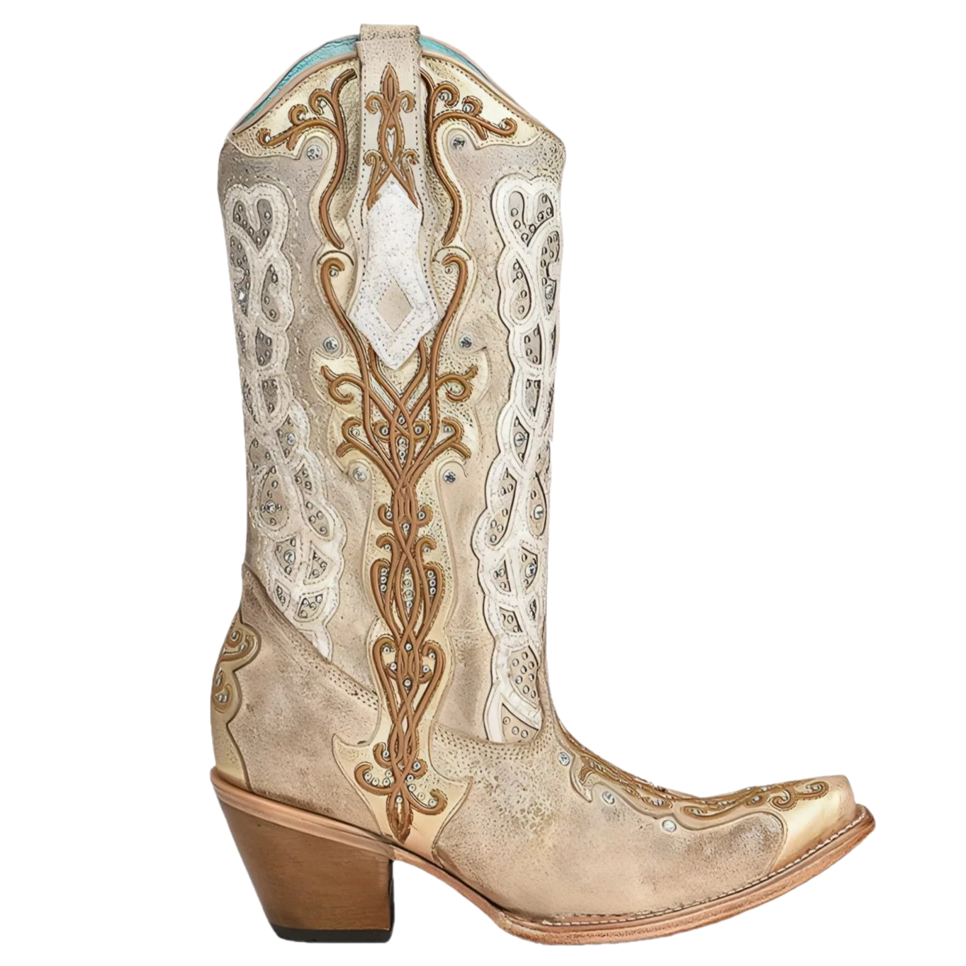Corral Boots Corral® Ladies Bone White & Gold Studded Western Boots C3895 2 Corral Boots Corral® Ladies Bone White & Gold Studded Western Boots C3895 - Image 2