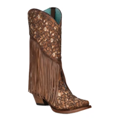 Corral Boots Corral Ladies Honey Lamb Overlay & Fringes Western Boots C3876